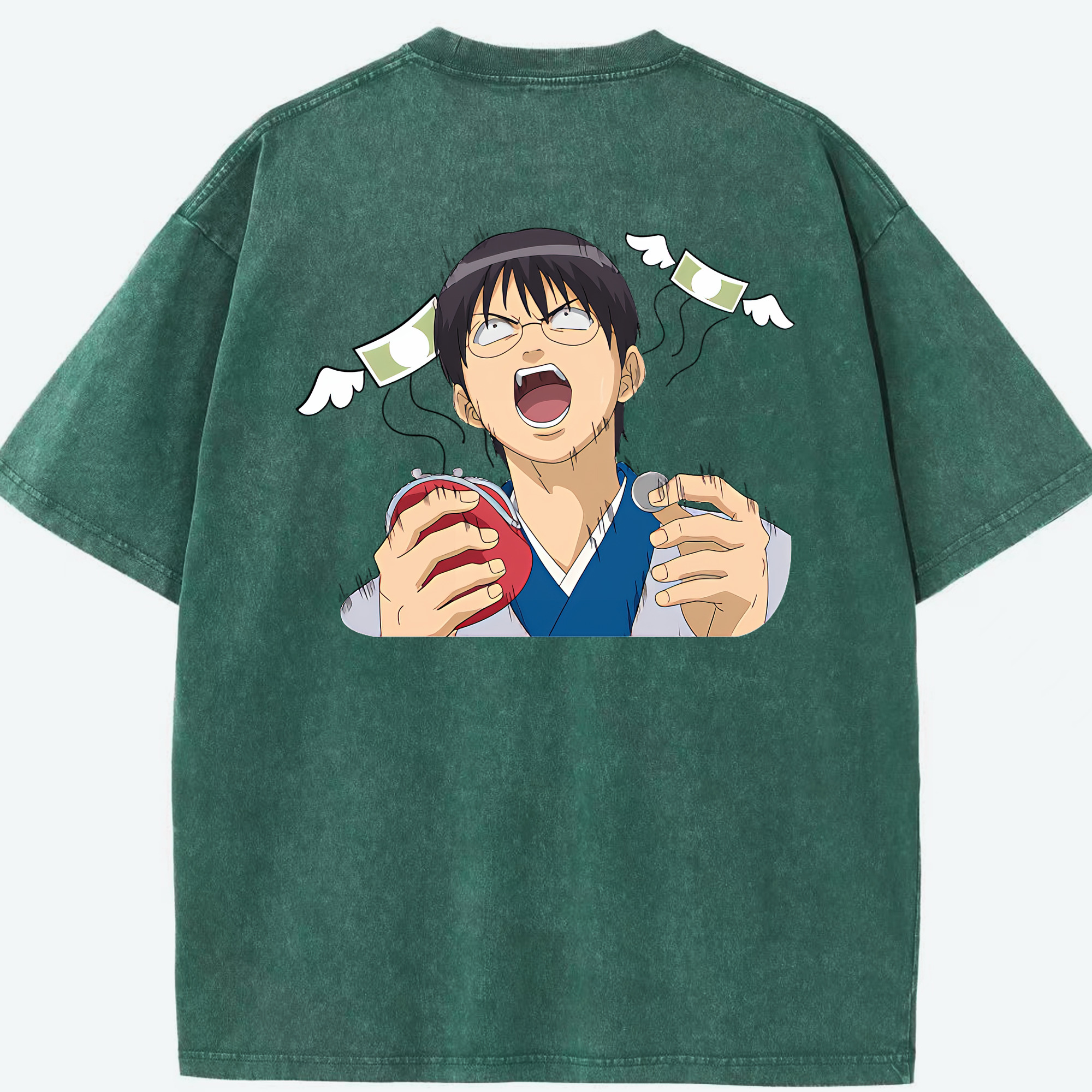 （画像用） ぎんたま 坂田銀時（さかたぎんとき） 神楽 志村新八（しむら しんぱち） GINTAMA Sakata Gintoki Kagura Shimura Shinpachi 綿100% ヴィンテージ風 半袖Tシャツ（背面プリント）